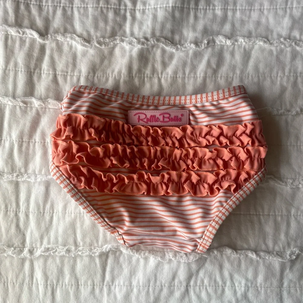 RuffleButts Striped Ruffle Swim Bottom - Size 12-18mo